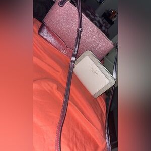 NWT Kate Spade Pebbled leather wallet w/ KS LOLA tinsel GLITTER CROSSBODY